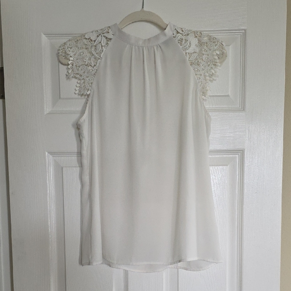 Express White Lace Shoulder Blouse